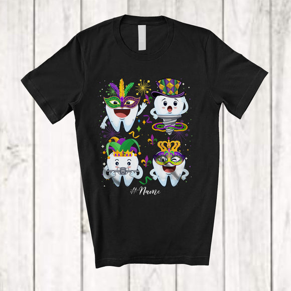 MacnyStore - Personalized Teeth Collection; Joyful Mardi Gras Parades; Custom Name Dentist Dental Squad T-Shirt