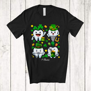 MacnyStore - Personalized Teeth Collection; Joyful St. Patrick's Day Tooth; Custom Name Dentist Dental Squad T-Shirt