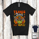 MacnyStore - Personalized Tennis Turkey Nap Repeat, Joyful Thanksgiving Fall Leaves, Custom Name Sport Player T-Shirt