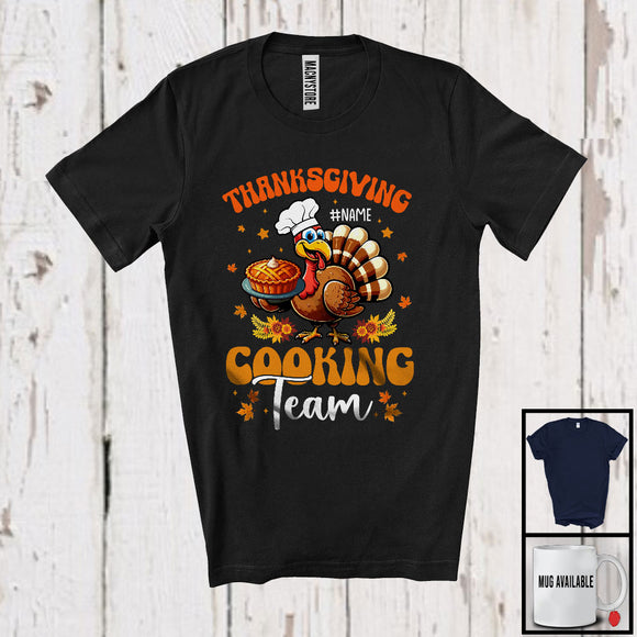 MacnyStore - Personalized Thanksgiving Cooking Team; Humorous Autumn Leaves Turkey; Custom Name Cooking T-Shirt