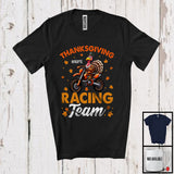 MacnyStore - Personalized Thanksgiving Racing Team; Humorous Autumn Leaves Turkey; Custom Name Racing T-Shirt