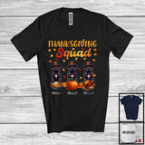 MacnyStore - Personalized Thanksgiving Squad, Lovely Three Pilgrim Cane Corsos, Custom Name Fall Leaves T-Shirt