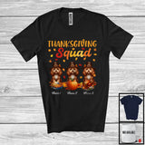 MacnyStore - Personalized Thanksgiving Squad, Lovely Three Pilgrim Cockapoos, Custom Name Fall Leaves T-Shirt