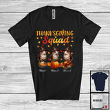 MacnyStore - Personalized Thanksgiving Squad, Lovely Three Pilgrim Sheep, Custom Name Fall Leaves T-Shirt