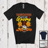 MacnyStore - Personalized Thanksgiving With My Gnome; Adorable Custom Name 1 Gnome Plaid; Fall Tree T-Shirt