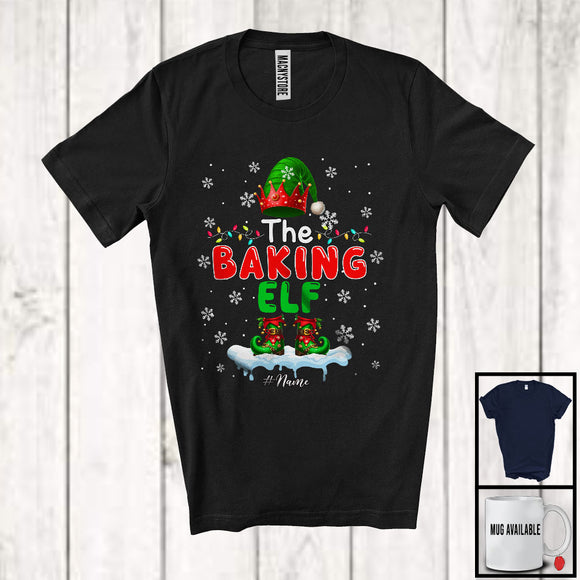 MacnyStore - Personalized The Baking Elf; Amazing Christmas Lights Elf Baker; Custom Name Family Group T-Shirt