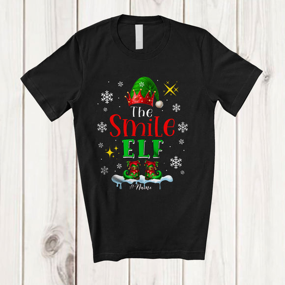 MacnyStore - Personalized The Smile Elf; Wonderful Christmas Elf Snowing; Custom Name Family Team T-Shirt