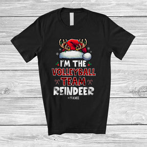 MacnyStore - Personalized The Volleyball Reindeer; Joyful Christmas Plaid Santa; Custom Name Sport Player T-Shirt