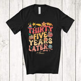 MacnyStore - Personalized Thirty Five Years Later; Joyful 35th Birthday Party Groovy; Custom Name Women Family T-Shirt