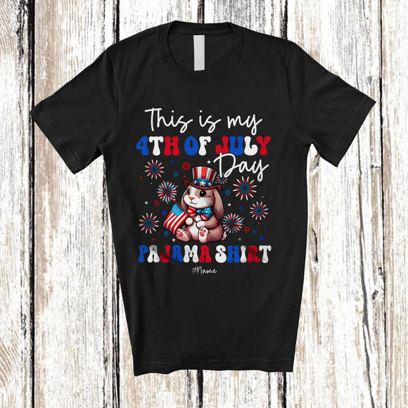 MacnyStore - Personalized This Is My 4th Of July Day Pajama Shirt; Lovely Custom Name Bunnies; Family T-Shirt