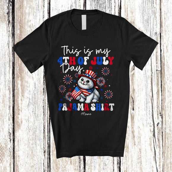 MacnyStore - Personalized This Is My 4th Of July Day Pajama Shirt; Lovely Custom Name Cats; Family T-Shirt