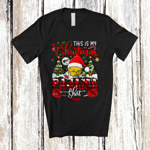 MacnyStore - Personalized This Is My Christmas Pajama Shirt; Fantastic Custom Name Santa Pickleballs Player T-Shirt