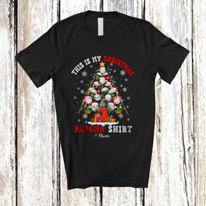 MacnyStore - Personalized This Is My Christmas Pajama Shirt; Joyful X-mas Tree Golf; Custom Name Golf Player T-Shirt