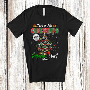 MacnyStore - Personalized This Is My Christmas Pajama Shirt; Lovely Custom Name Santa Aussiedoodle X-mas Tree T-Shirt