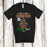 MacnyStore - Personalized This Is My Christmas Pajama Shirt; Lovely Custom Name Santa Goldendoodle X-mas Tree T-Shirt