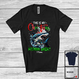 MacnyStore - Personalized This Is My Christmas Pajama Shirt; Merry X-mas Elf Shark; Custom Name Sea Animal T-Shirt