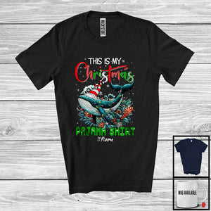 MacnyStore - Personalized This Is My Christmas Pajama Shirt; Merry X-mas Elf Whale; Custom Name Sea Animal T-Shirt