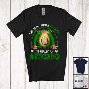 MacnyStore - Personalized This Is My Human Costume Avocado, Adorable Avocado Vegan Fruit, Rainbow Healthy T-Shirt