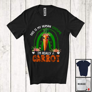 MacnyStore - Personalized This Is My Human Costume Carrot, Adorable Carrot Vegan Fruit, Rainbow Healthy T-Shirt