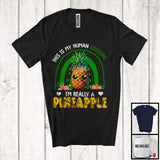 MacnyStore - Personalized This Is My Human Costume Pineapple, Adorable Pineapple Vegan Fruit, Rainbow Healthy T-Shirt