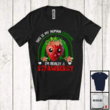 MacnyStore - Personalized This Is My Human Costume Strawberry, Adorable Strawberry Vegan Fruit, Rainbow Healthy T-Shirt