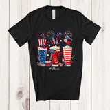 MacnyStore - Personalized Three 4th of July Glass Of Beer; Cheerful Custom Name Drunker Patriotic; Drinking T-Shirt