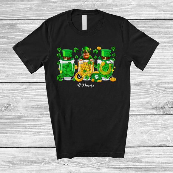 MacnyStore - Personalized Three Bourbon Glasses; Fantastic St. Patrick's Day Custom Name Drinking; Shamrocks T-Shirt