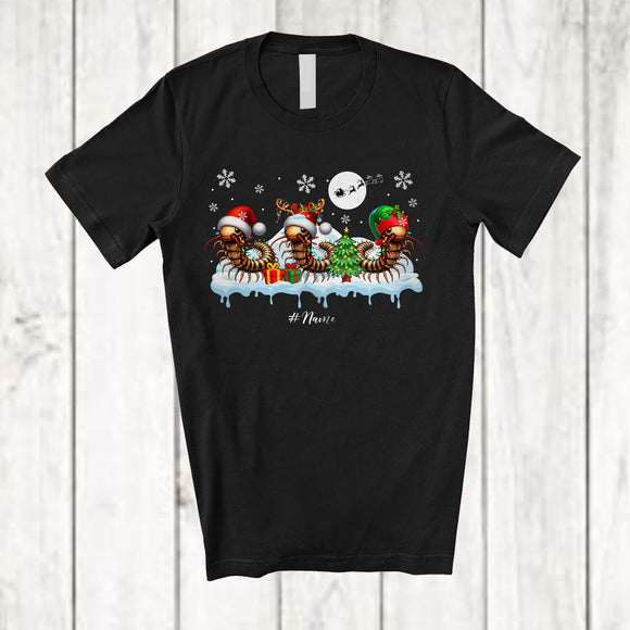 MacnyStore - Personalized Three Centipedes Snowing; Amazing Christmas Custom Name Animal Lover T-Shirt