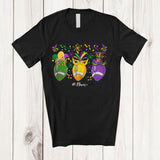 MacnyStore - Personalized Three Football With Mask Jester Hat; Joyful Mardi Gras Custom Name Football Player T-Shirt