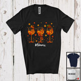 MacnyStore - Personalized Three Glasses Of Wine Autumn Fall Leaf; Awesome Custom Name Drinking; Drunker T-Shirt