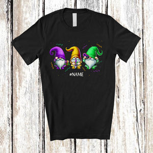 MacnyStore - Personalized Three Gnomes; Fantastic Mardi Gras Custom Name Gnomies Masked; Family Parades T-Shirt