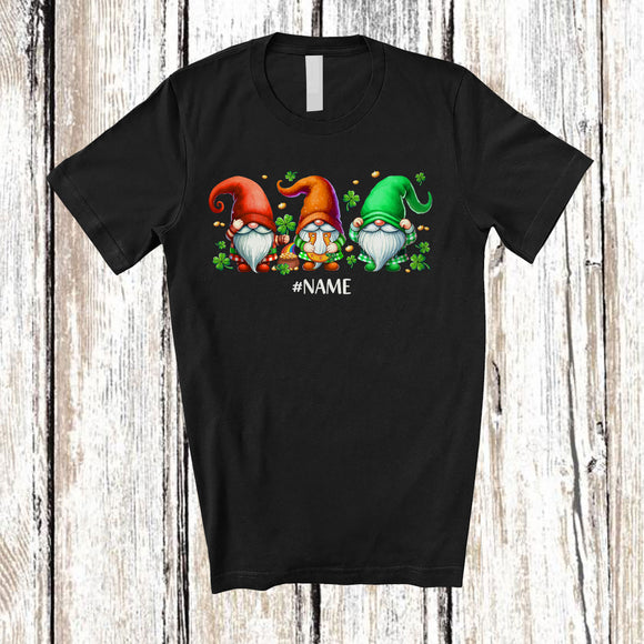 MacnyStore - Personalized Three Gnomes; Fantastic St. Patrick's Day Custom Name Gnomies Shamrocks T-Shirt