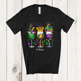 MacnyStore - Personalized Three Mardi Gras Glass Of Wines; Cheerful Custom Name Drunker; Drinking Parades T-Shirt