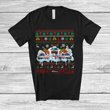 MacnyStore - Personalized Three Santa Elf Ambulance Snowman; Joyful Christmas Sweater; Custom Name Driver T-Shirt