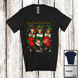 MacnyStore - Personalized Three Santa Elf Lion In Christmas Socks; Lovely Wild Animal Lover; Snowing T-Shirt