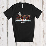 MacnyStore - Personalized Three Santa Elf Moose With Christmas Tree; Joyful Custom Name Moose; Family T-Shirt