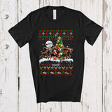 MacnyStore - Personalized Three Santa Elf Moose With Christmas Tree; Joyful Sweater Custom Name Moose; Family T-Shirt