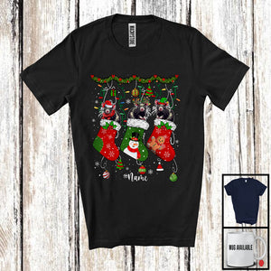 MacnyStore - Personalized Three Santa Elf Rat In Christmas Socks; Lovely Wild Animal Lover; Snowing T-Shirt