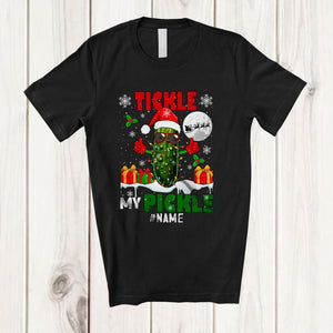 MacnyStore - Personalized Tickle My Pickle; Amusing Christmas Custom Name Adult Couple; Santa Pickle T-Shirt