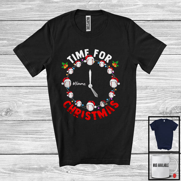 MacnyStore - Personalized Time For Christmas; Cheerful X-mas Santa Baseball As Clock; Custom Name Player T-Shirt