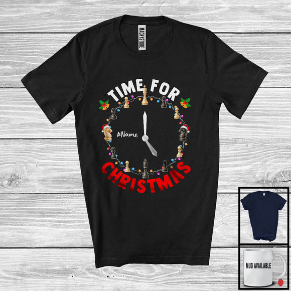 MacnyStore - Personalized Time For Christmas; Cheerful X-mas Santa Chess As Clock; Custom Name Player T-Shirt