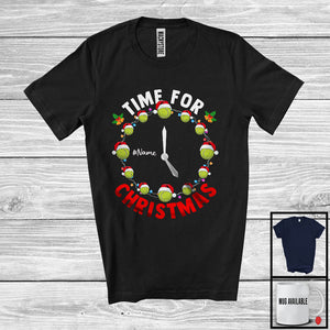 MacnyStore - Personalized Time For Christmas; Cheerful X-mas Santa Tennis As Clock; Custom Name Player T-Shirt