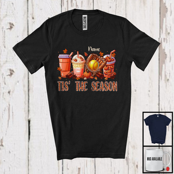 MacnyStore - Personalized Tis' The Season; Wonderful Thanksgiving Custom Name Softball Player; Pumpkin Spice T-Shirt