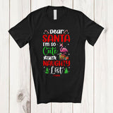 MacnyStore - Personalized Too Cute For Santa's Naughty List; Amusing Christmas Custom Name Flamingo T-Shirt