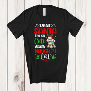 MacnyStore - Personalized Too Cute For Santa's Naughty List; Amusing Christmas Custom Name Poodle T-Shirt