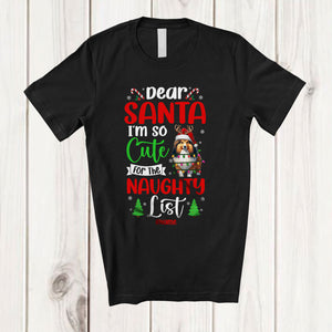 MacnyStore - Personalized Too Cute For Santa's Naughty List; Amusing Christmas Custom Name Shetland Sheepdog T-Shirt