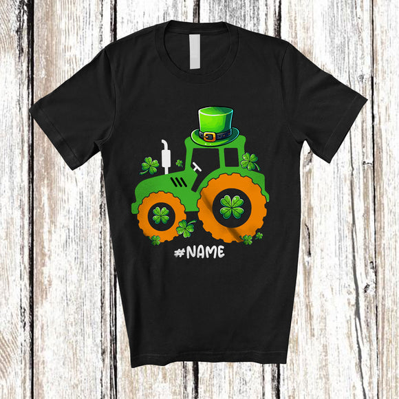 MacnyStore - Personalized Tractor Leprechaun; Amazing St. Patrick's Day Boys Custom Name Tractor Driver T-Shirt