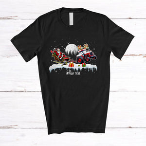 MacnyStore - Personalized Tractor Sledding Santa Sleigh; Amazing Christmas Sweater Custom Name Farmer T-Shirt