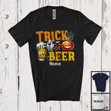 MacnyStore - Personalized Trick Or Beer; Sarcastic Halloween Boo Pumpkin; Custom Name Drinking Drunker T-Shirt