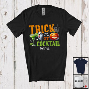 MacnyStore - Personalized Trick Or Cocktail; Sarcastic Halloween Boo Pumpkin; Custom Name Drinking Drunker T-Shirt